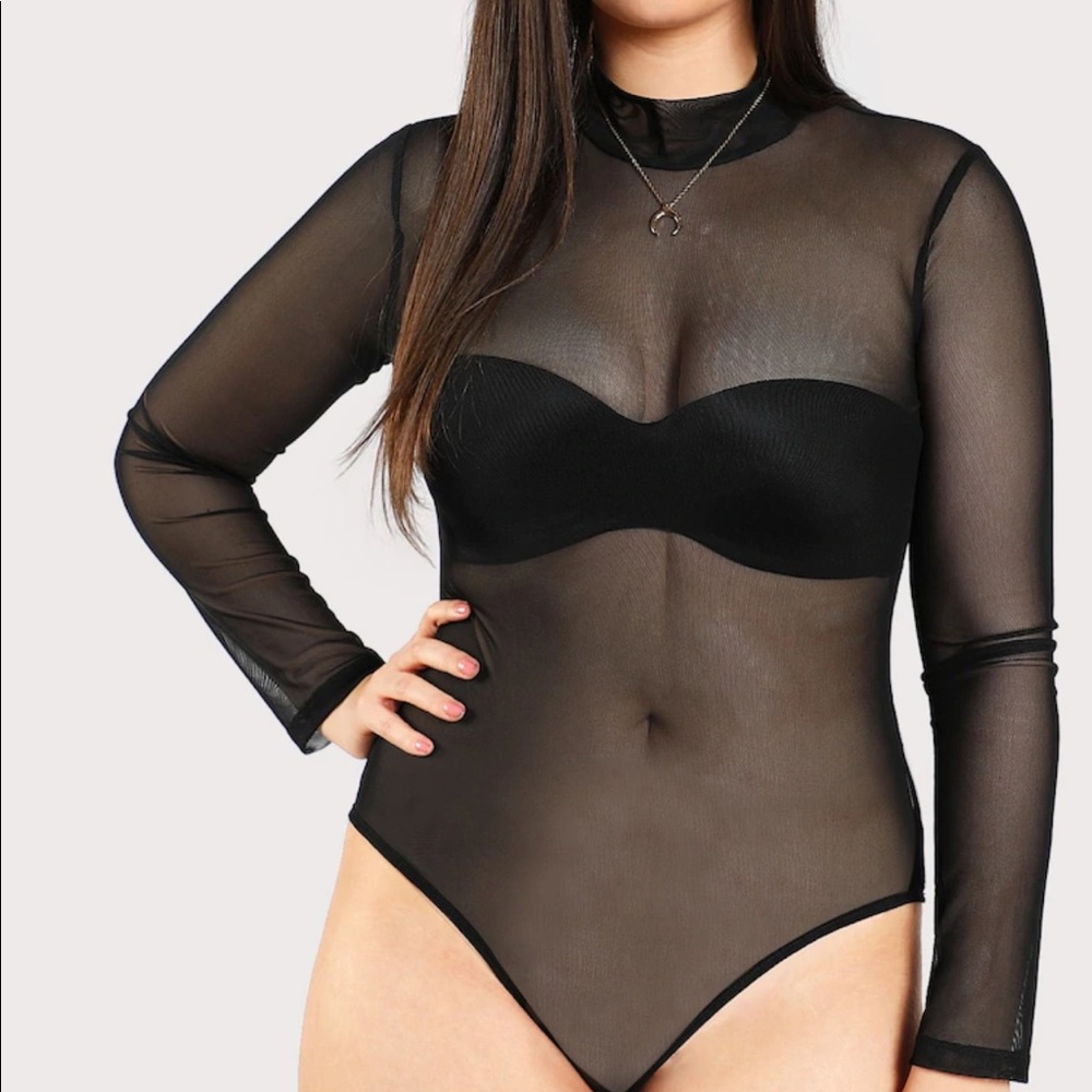 Sheer long sleeve black shirt